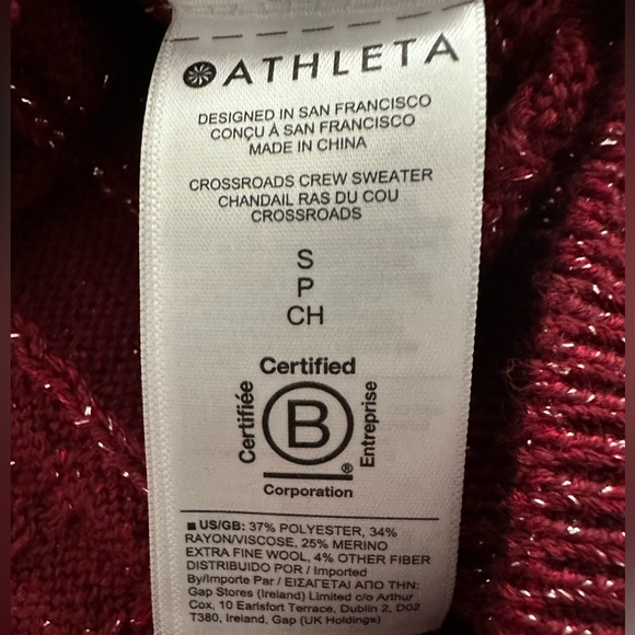 Athleta NWT Crossroads Crew Sweater Red Women's Size Small Petite - Picture 5 of 6